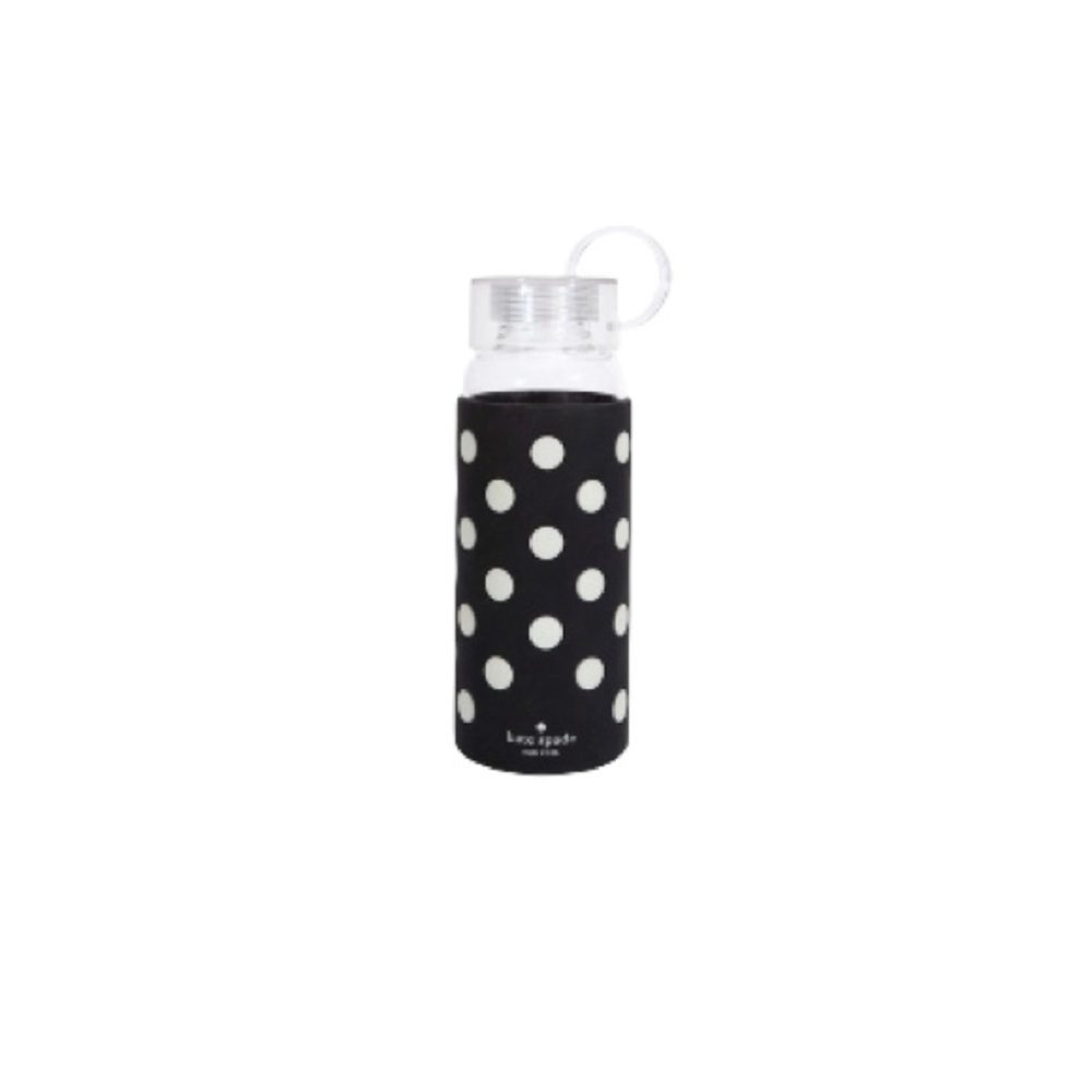 Kate Spade Glass Water Bottle with Polka Dot Silicone Sleeve